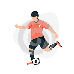 Football soccer player isolated on white background. Man soccer player in cartoon style. Soccer concept.