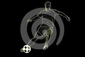 football soccer player man in action isolated black background