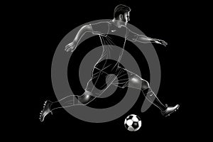 football soccer player man in action isolated black background