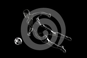 football soccer player man in action isolated black background