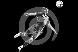 football soccer player man in action isolated black background