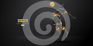 football soccer player man in action isolated black background. Vector illustration