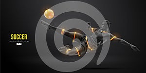 football soccer player man in action isolated black background. Vector illustration