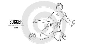 football soccer player man in action isolated white background. Vector illustration