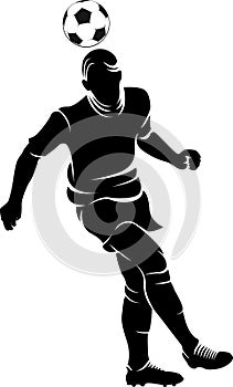 Football (soccer) player silhouette with ball isol