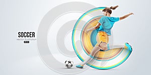 football soccer player woman in action isolated white background. Vector illustration