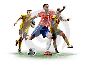 football soccer players in action isolated white background