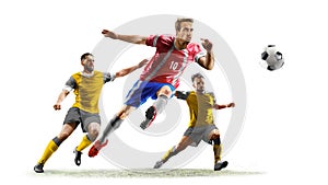 football soccer players in action isolated white background