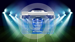 Football or soccer playing field with of infographic elements. Vector illustration