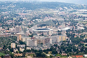 Football Soccer Stadion of city Graz aerial view Styria, Austria