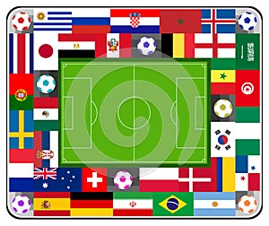 Football soccer stadium made from flags