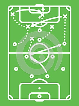 Football / Soccer Tactic Table. Attacks Scheme. Line Art