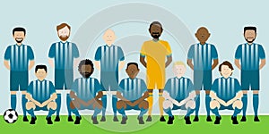 Football soccer team in blue