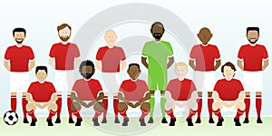 Football soccer team in red