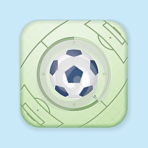 Football / Soccer Timer. Icon With Ball. Field Lines Marking.