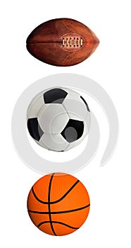 Football, Soccerball and Basketball