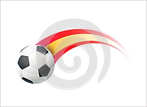 Football with Spanish national flag colorful trail. Vector illustration design for soccer football championships, tournaments