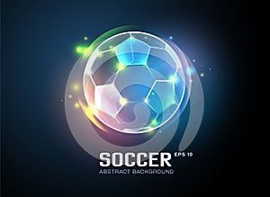 Football with sparkling light abstract background