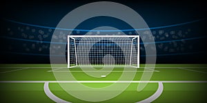 Football stadium arena, football goal on penalty position, vector