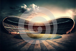 Football stadium background, digital illustration painting