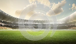 football stadium with crowd background morning sky