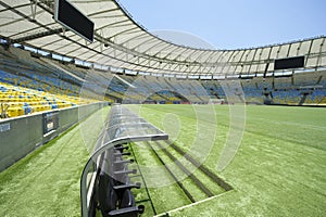 Football Stadium Dugout and Pitch