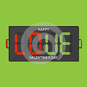 Football substitution board with LOVE massage on green background for valentines day decoration. photo