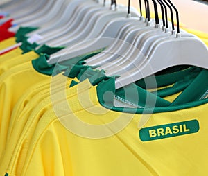 Football t-shirts with the text BRASIL
