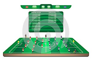 Football team formation player in mini soccer field
