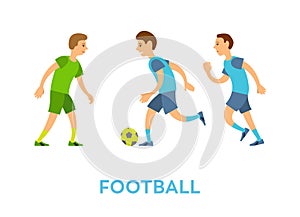 Football Team, Youth Playing Game Outdoors Vector