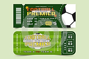 Football tournament, sport event ticket design template easy to customize simple and elegant design