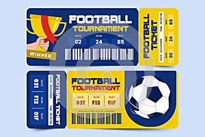 Football tournament, sport event ticket design template easy to customize simple and elegant design