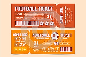 Football tournament, sport event ticket design template easy to customize simple and elegant design