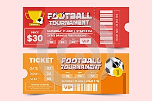 Football tournament sport event ticket design template simple and elegant design