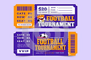 Football tournament sport event ticket design template simple and elegant design