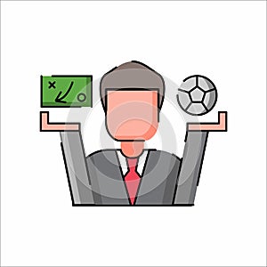 Football Trainer With Flat Design and Long shadow style