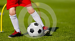 Football Training for Kids. Junior Soccer Training Session Outdo