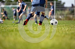 Football Training Session Horizontal Background. Soccer Football Training Session for Kids