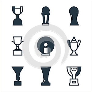 football trophies line icons. linear set. quality vector line set such as football trophy, football trophy, trophy, world cup