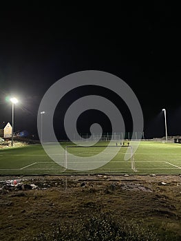 Football field in Nanortalik, South Greenland. photo