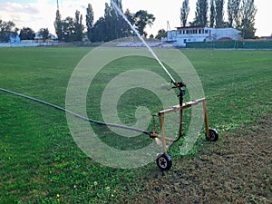 Football turf irrigation system at the stadium