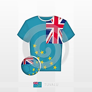 Football uniform of national team of Tuvalu with football ball with flag of Tuvalu. Soccer jersey and soccerball with flag