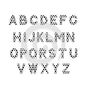 Football vector alphabet isolated on white. Letters A-Z with soccer ball pattern. English alphabet. Sport sans serif font. Set of
