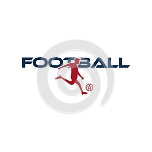 Football vector illustration of a silhouette football player isolated on white background