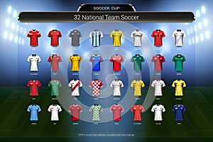 Football 2018 World championship cup, National team soccer jersey uniforms group set