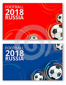 Football world cup 2018 cards with soccer balls.