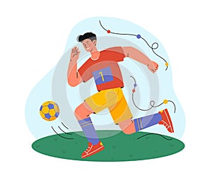 Footballer with ball vector