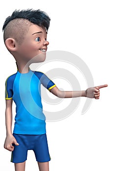 Footballer boy cartoon is playing football