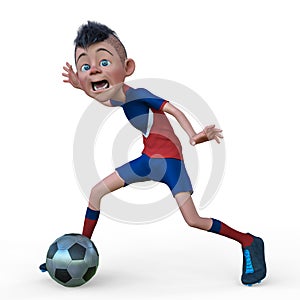 Footballer cartoon in a white background