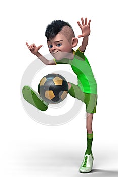 Footballer cartoon in a white background